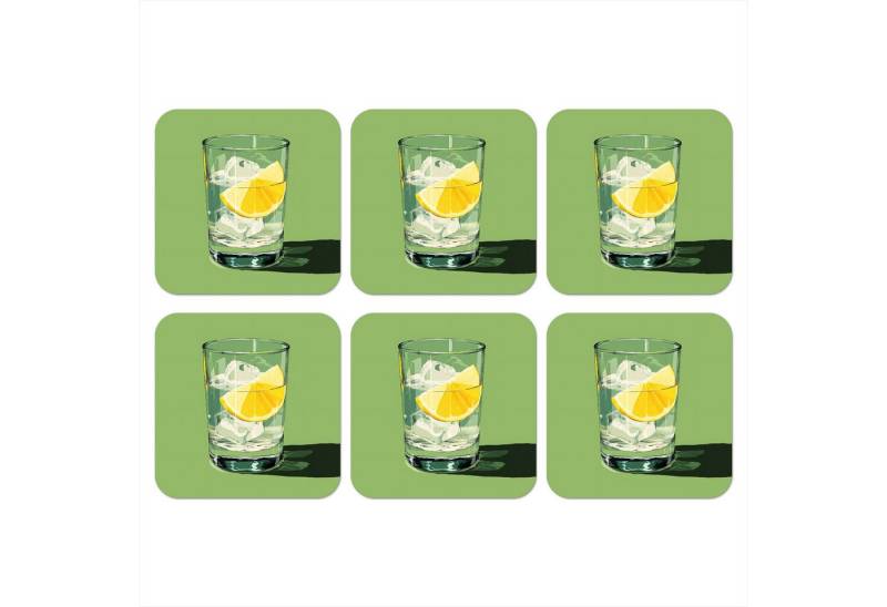 MuchoWow Glasuntersetzer Glas - Zitrone - Eiswürfel - Grün von MuchoWow