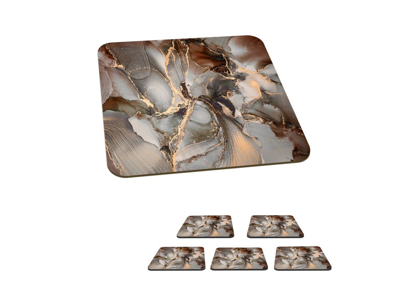 MuchoWow Glasuntersetzer Grau - Gold - Marmor - Marmoroptik, Zubehör für Gläser, 6-tlg., Tassenuntersetzer Kork, Quadrat, Untersetzer Set Gläser, 10x10 cm MuchoWow Glasuntersetzer Grau - Gold - Marmor - Marmoroptik, Zubehör für Gläser, 6-tlg., Tassenuntersetzer Kork, Quadrat, Untersetzer Set Gläser, 10x10 cm von MuchoWow
