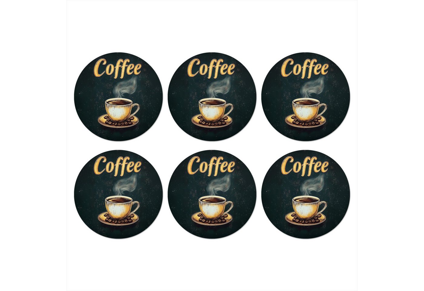 MuchoWow Glasuntersetzer Kaffee - Schale - Kaffeebohnen - Retro, Zubehör für Gläser, 6-tlg., Getränkeuntersetzer, Rund, Tassenuntersetzer Kork, 10x10 cm MuchoWow Glasuntersetzer Kaffee - Schale - Kaffeebohnen - Retro, Zubehör für Gläser, 6-tlg., Getränkeuntersetzer, Rund, Tassenuntersetzer Kork, 10x10 cm von MuchoWow