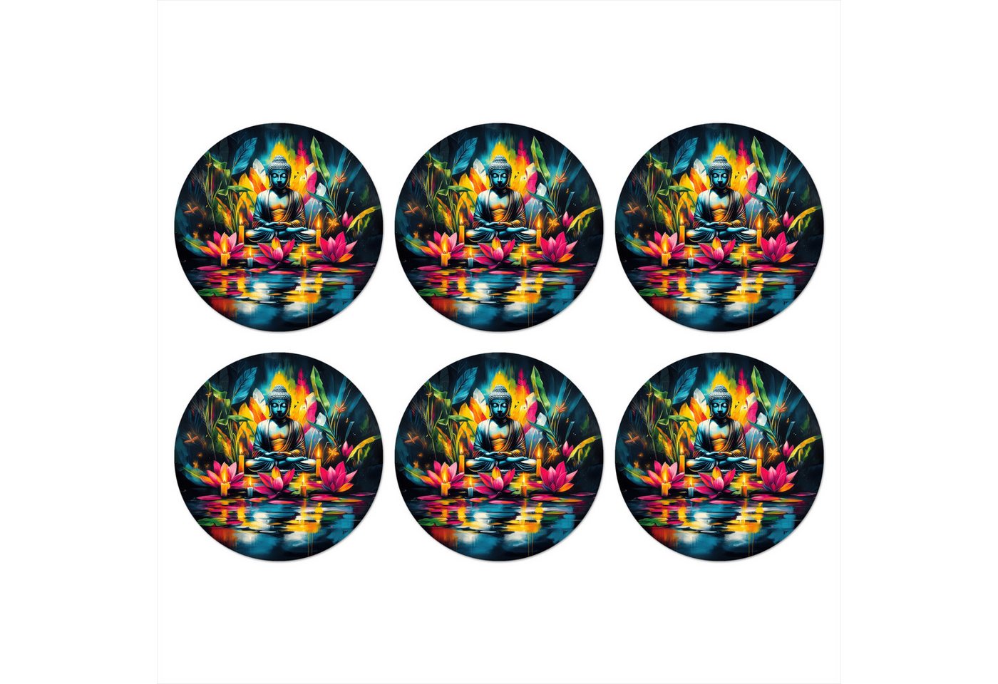 MuchoWow Glasuntersetzer Kerzen - Blumen - Buddha - Wasser MuchoWow Glasuntersetzer Kerzen - Blumen - Buddha - Wasser von MuchoWow