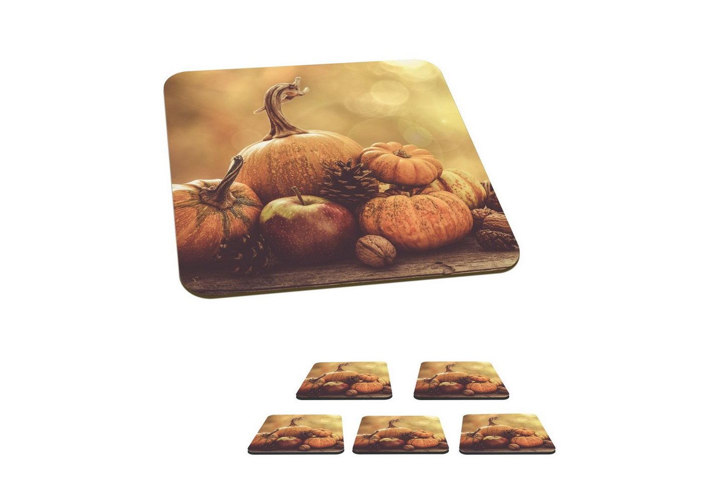 MuchoWow Glasuntersetzer Kürbis - Herbst - Tannenzapfen - Obst - Apfel, Zubehör für Gläser, 6-tlg., Tassenuntersetzer Kork, Quadrat, Untersetzer Set Gläser, 10x10 cm MuchoWow Glasuntersetzer Kürbis - Herbst - Tannenzapfen - Obst - Apfel, Zubehör für Gläser, 6-tlg., Tassenuntersetzer Kork, Quadrat, Untersetzer Set Gläser, 10x10 cm von MuchoWow