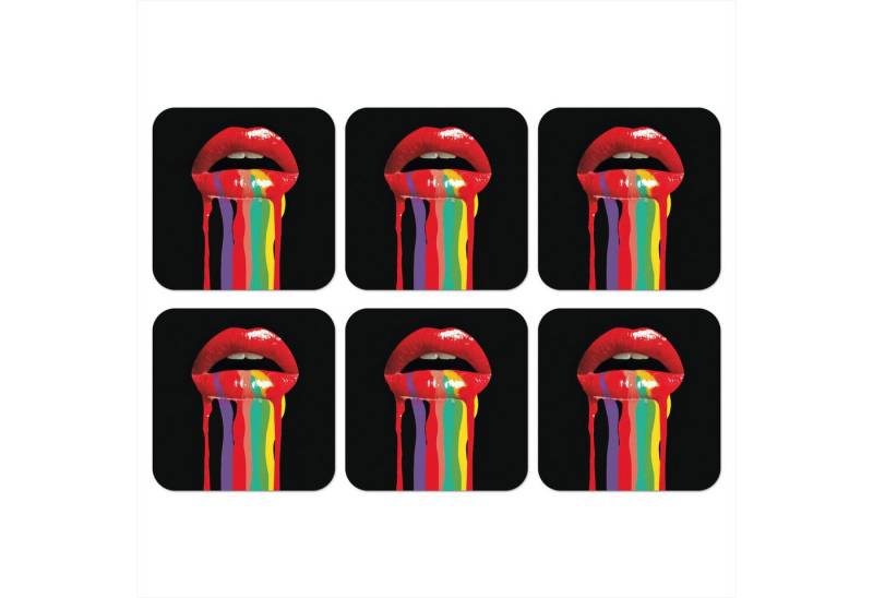 MuchoWow Glasuntersetzer Lippen - Farben - Schwarz, Zubehör für Gläser, 6-tlg., Tassenuntersetzer Kork, Quadrat, Untersetzer Set Gläser, 10x10 cm MuchoWow Glasuntersetzer Lippen - Farben - Schwarz, Zubehör für Gläser, 6-tlg., Tassenuntersetzer Kork, Quadrat, Untersetzer Set Gläser, 10x10 cm von MuchoWow