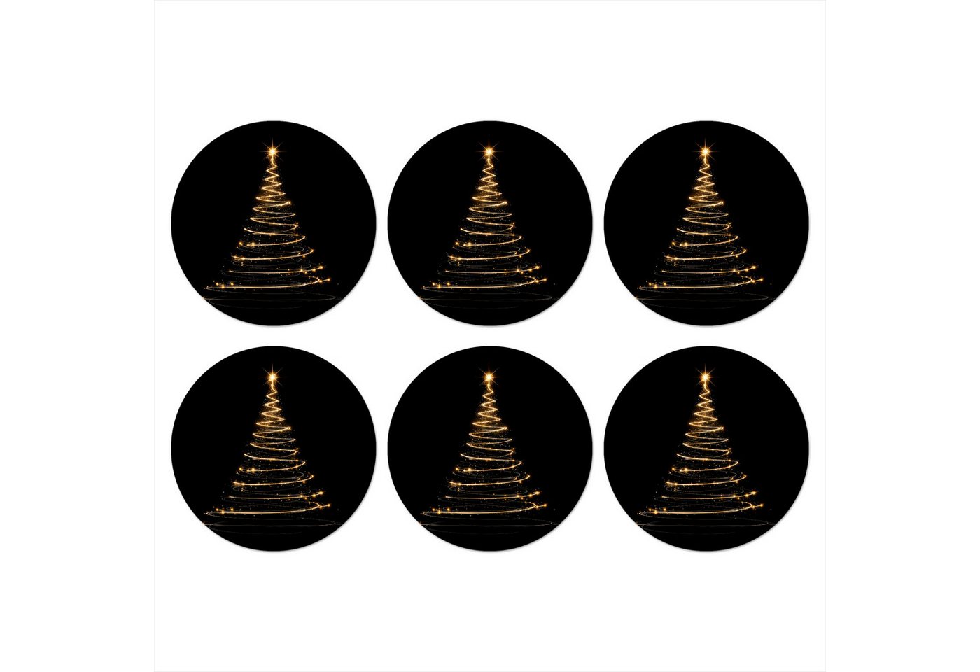 MuchoWow Glasuntersetzer Magie - Weihnachtsbaum - Lichtspiralen - Schwarz, Zubehör für Gläser, 6-tlg., Getränkeuntersetzer, Rund, Tassenuntersetzer Kork, 10x10 cm MuchoWow Glasuntersetzer Magie - Weihnachtsbaum - Lichtspiralen - Schwarz, Zubehör für Gläser, 6-tlg., Getränkeuntersetzer, Rund, Tassenuntersetzer Kork, 10x10 cm von MuchoWow
