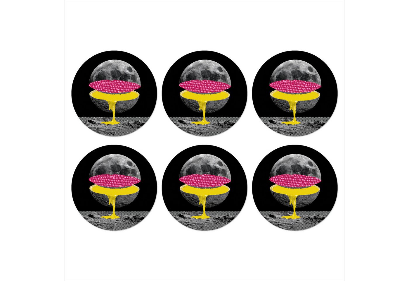 MuchoWow Glasuntersetzer Mond - Gelb - Rosa - Schwarz, Zubehör für Gläser, 6-tlg., Getränkeuntersetzer, Rund, Tassenuntersetzer Kork, 10x10 cm MuchoWow Glasuntersetzer Mond - Gelb - Rosa - Schwarz, Zubehör für Gläser, 6-tlg., Getränkeuntersetzer, Rund, Tassenuntersetzer Kork, 10x10 cm von MuchoWow