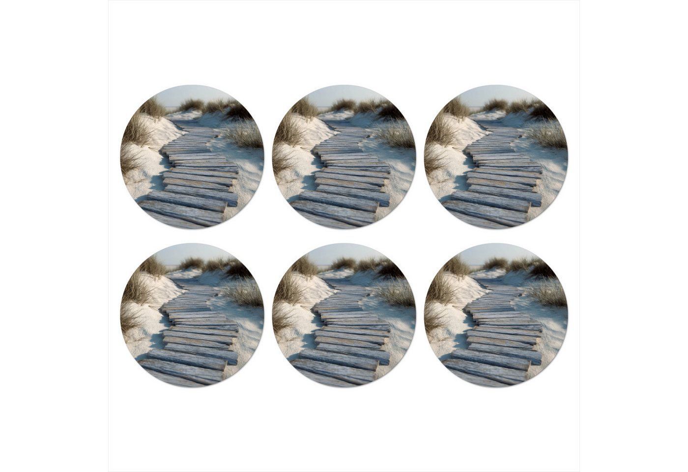 MuchoWow Glasuntersetzer Pfad - Regale - Dünen - Gras, Zubehör für Gläser, 6-tlg., Getränkeuntersetzer, Rund, Tassenuntersetzer Kork, 10x10 cm von MuchoWow