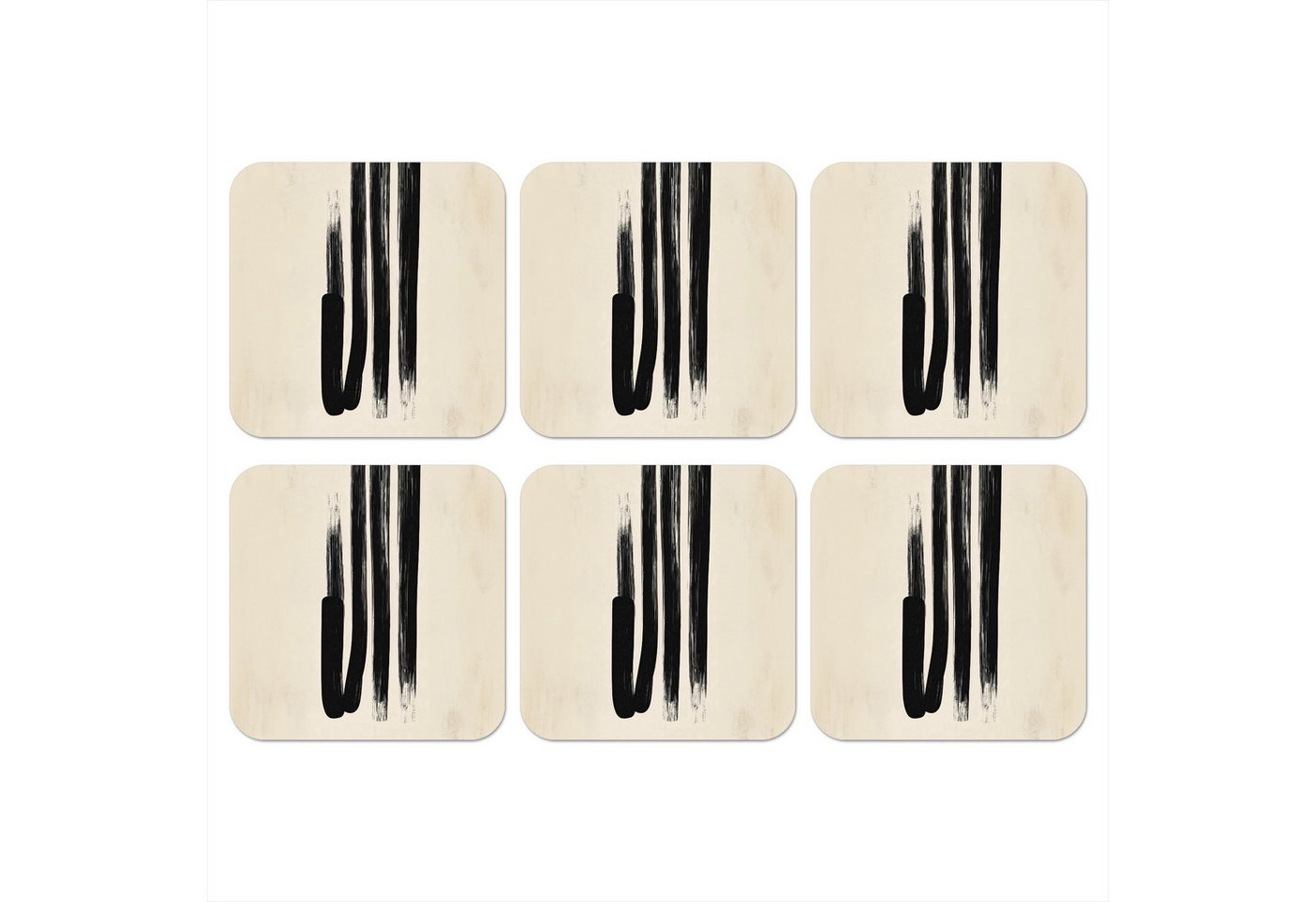 MuchoWow Glasuntersetzer Pinselstriche - Vertikal - Schwarz, Zubehör für Gläser, 6-tlg., Tassenuntersetzer Kork, Quadrat, Untersetzer Set Gläser, 10x10 cm MuchoWow Glasuntersetzer Pinselstriche - Vertikal - Schwarz, Zubehör für Gläser, 6-tlg., Tassenuntersetzer Kork, Quadrat, Untersetzer Set Gläser, 10x10 cm von MuchoWow