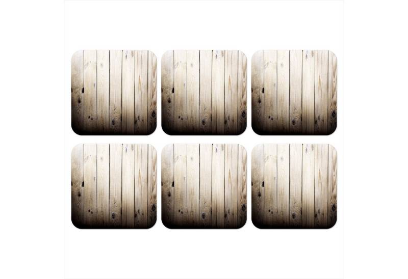 MuchoWow Glasuntersetzer Regal - Baum - Holz - Ländlich, Zubehör für Gläser, 6-tlg., Tassenuntersetzer Kork, Quadrat, Untersetzer Set Gläser, 10x10 cm von MuchoWow
