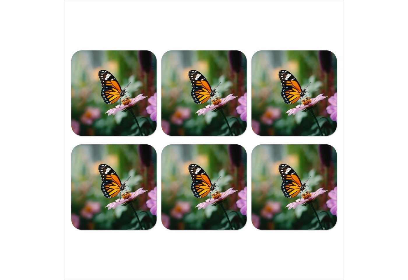 MuchoWow Glasuntersetzer Rosa Blumen - Schmetterling - Weichzeichner, Zubehör für Gläser, 6-tlg., Tassenuntersetzer Kork, Quadrat, Untersetzer Set Gläser, 10x10 cm MuchoWow Glasuntersetzer Rosa Blumen - Schmetterling - Weichzeichner, Zubehör für Gläser, 6-tlg., Tassenuntersetzer Kork, Quadrat, Untersetzer Set Gläser, 10x10 cm von MuchoWow