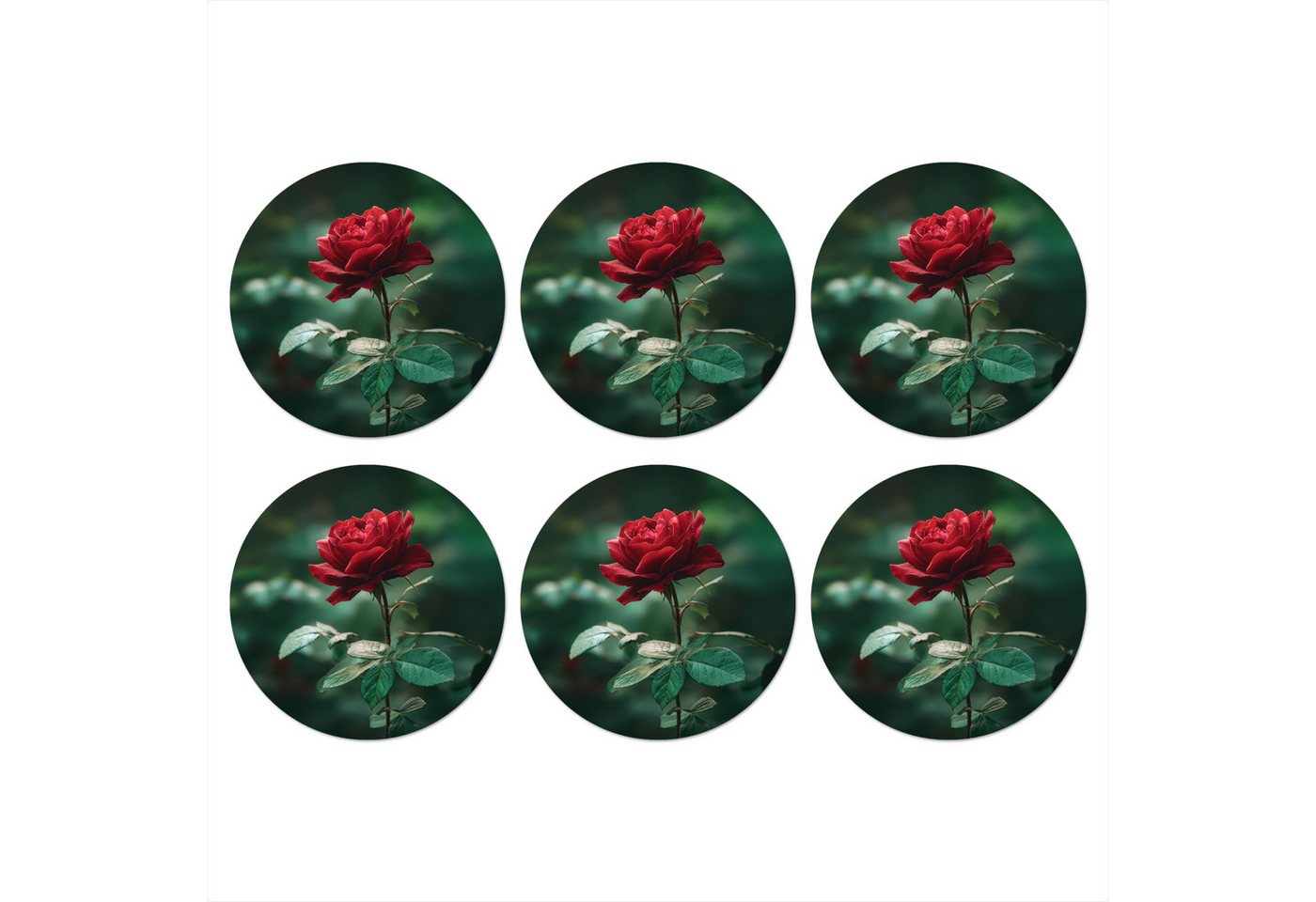 MuchoWow Glasuntersetzer Rose - Blätter - Tiefrot, Zubehör für Gläser, 6-tlg., Getränkeuntersetzer, Rund, Tassenuntersetzer Kork, 10x10 cm MuchoWow Glasuntersetzer Rose - Blätter - Tiefrot, Zubehör für Gläser, 6-tlg., Getränkeuntersetzer, Rund, Tassenuntersetzer Kork, 10x10 cm von MuchoWow
