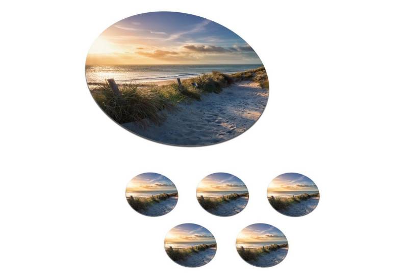 MuchoWow Glasuntersetzer Sonnenuntergang - Strand - Düne - Gras - Bank MuchoWow Glasuntersetzer Sonnenuntergang - Strand - Düne - Gras - Bank von MuchoWow