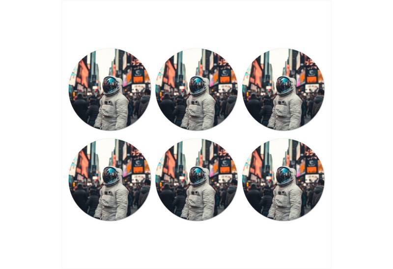 MuchoWow Glasuntersetzer Stadt - Menschen - Astronaut - Weiß, Zubehör für Gläser, 6-tlg., Getränkeuntersetzer, Rund, Tassenuntersetzer Kork, 10x10 cm MuchoWow Glasuntersetzer Stadt - Menschen - Astronaut - Weiß, Zubehör für Gläser, 6-tlg., Getränkeuntersetzer, Rund, Tassenuntersetzer Kork, 10x10 cm von MuchoWow