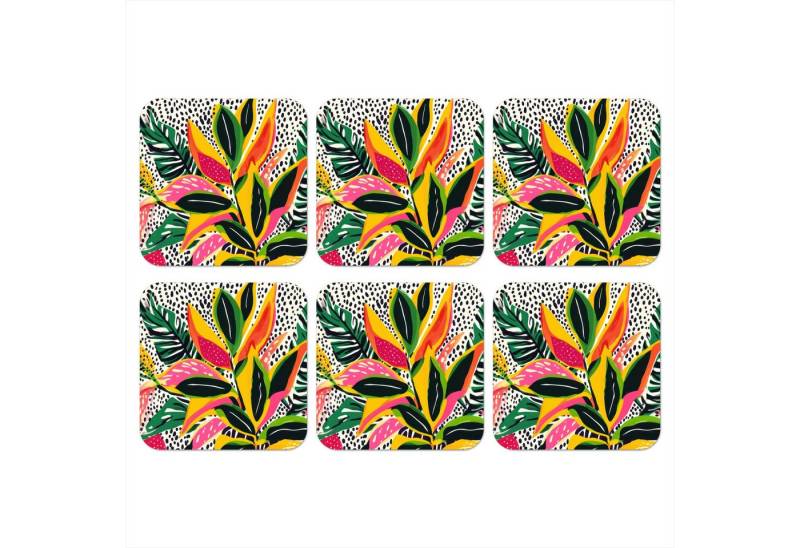 MuchoWow Glasuntersetzer Tropical - Blätter - Schwarz und weiß, Zubehör für Gläser, 6-tlg., Tassenuntersetzer Kork, Quadrat, Untersetzer Set Gläser, 10x10 cm MuchoWow Glasuntersetzer Tropical - Blätter - Schwarz und weiß, Zubehör für Gläser, 6-tlg., Tassenuntersetzer Kork, Quadrat, Untersetzer Set Gläser, 10x10 cm von MuchoWow