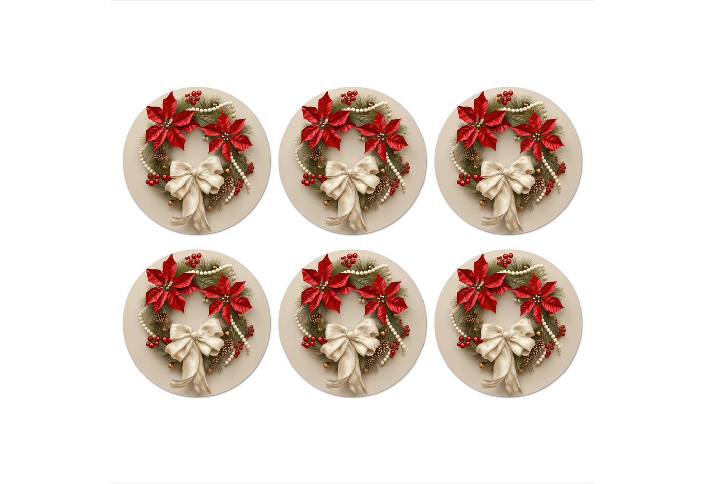 MuchoWow Glasuntersetzer Türkranz - Schleife - Weihnachten - Rot - Grün, Zubehör für Gläser, 6-tlg., Getränkeuntersetzer, Rund, Tassenuntersetzer Kork, 10x10 cm MuchoWow Glasuntersetzer Türkranz - Schleife - Weihnachten - Rot - Grün, Zubehör für Gläser, 6-tlg., Getränkeuntersetzer, Rund, Tassenuntersetzer Kork, 10x10 cm von MuchoWow