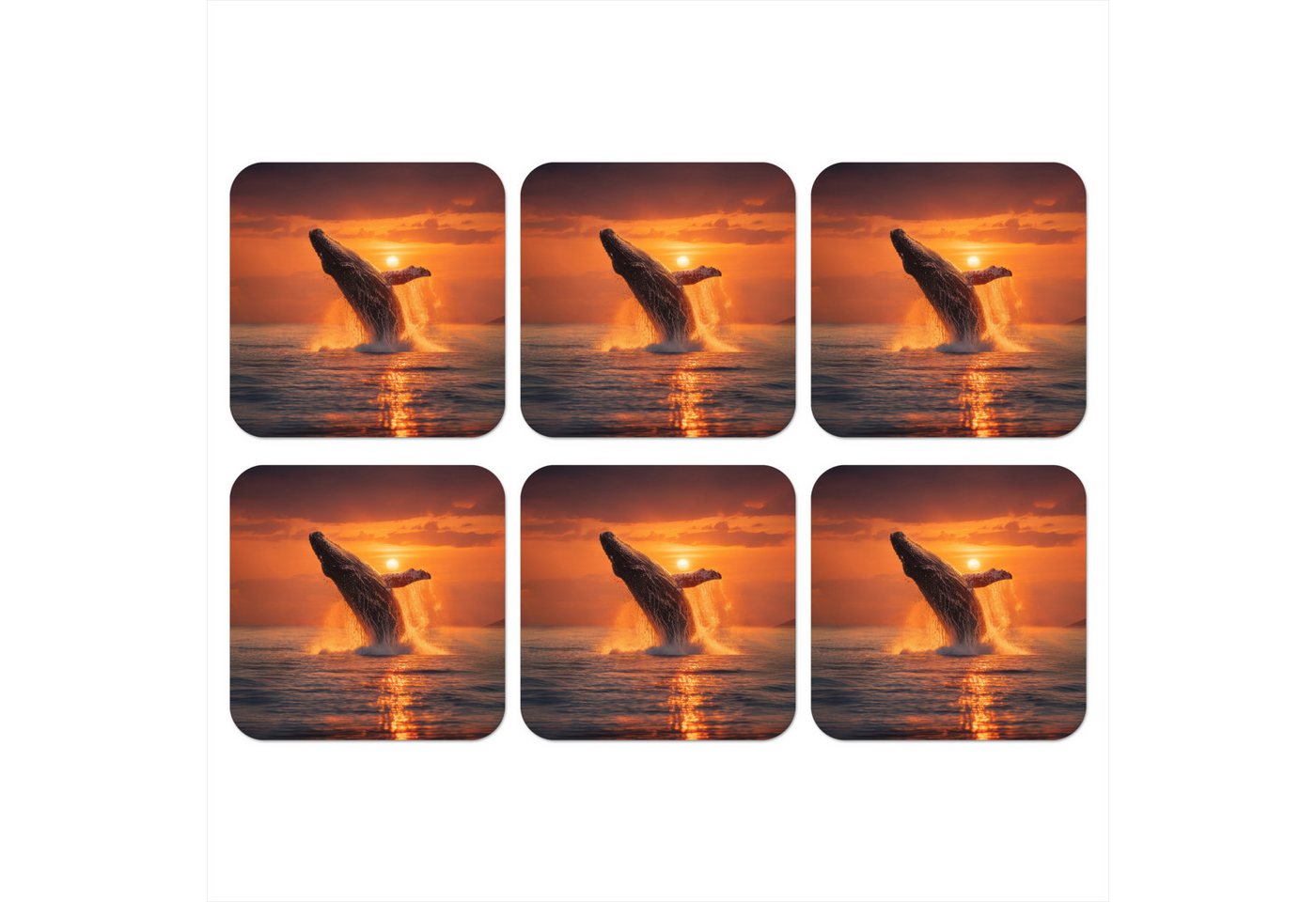 MuchoWow Glasuntersetzer Wal - Sonne - Meer, Zubehör für Gläser, 6-tlg., Tassenuntersetzer Kork, Quadrat, Untersetzer Set Gläser, 10x10 cm MuchoWow Glasuntersetzer Wal - Sonne - Meer, Zubehör für Gläser, 6-tlg., Tassenuntersetzer Kork, Quadrat, Untersetzer Set Gläser, 10x10 cm von MuchoWow