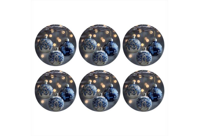MuchoWow Glasuntersetzer Weihnachtskugel - Dekoriert - Blau, Zubehör für Gläser, 6-tlg., Getränkeuntersetzer, Rund, Tassenuntersetzer Kork, 10x10 cm MuchoWow Glasuntersetzer Weihnachtskugel - Dekoriert - Blau, Zubehör für Gläser, 6-tlg., Getränkeuntersetzer, Rund, Tassenuntersetzer Kork, 10x10 cm von MuchoWow