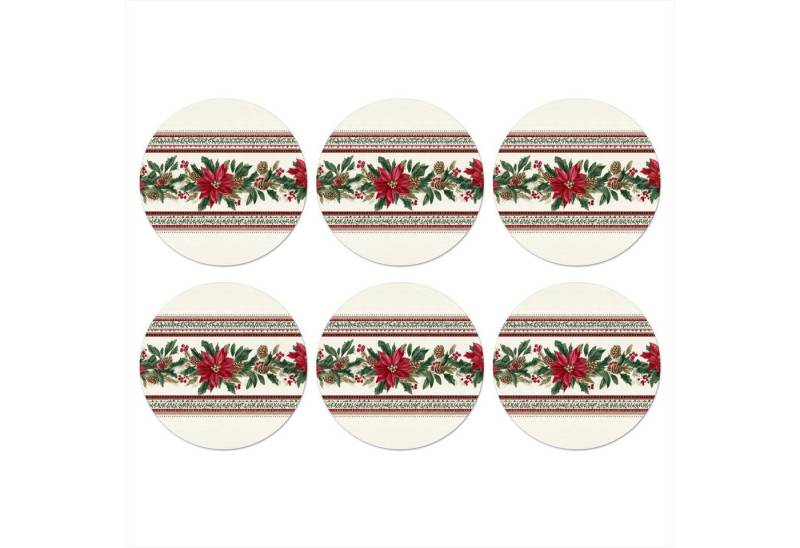 MuchoWow Glasuntersetzer Weihnachtsstreifen - Weihnachtsstern - Rot - Grün, Zubehör für Gläser, 6-tlg., Getränkeuntersetzer, Rund, Tassenuntersetzer Kork, 10x10 cm MuchoWow Glasuntersetzer Weihnachtsstreifen - Weihnachtsstern - Rot - Grün, Zubehör für Gläser, 6-tlg., Getränkeuntersetzer, Rund, Tassenuntersetzer Kork, 10x10 cm von MuchoWow