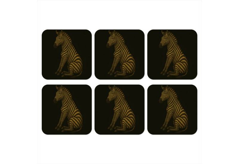 MuchoWow Glasuntersetzer Zebra - Streifen - Gold von MuchoWow