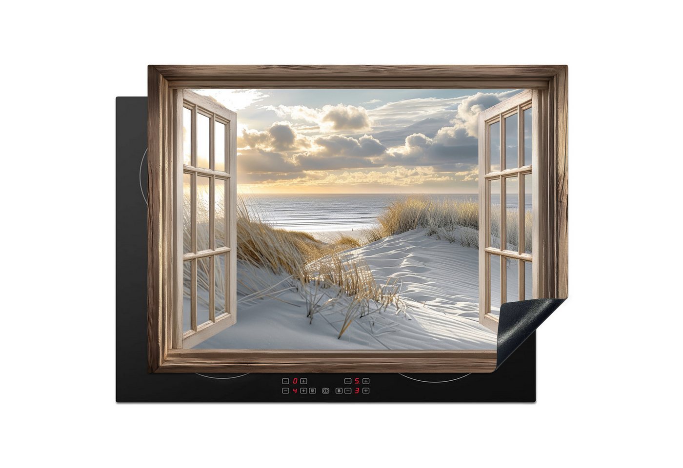 MuchoWow Herd-Abdeckplatte Aussicht - Strand - Dünen - Meer - Natur, Vinyl, (1 tlg), Küche Herdabdeckung Ceranfeld Induktionsfeld Vinyl, 65x50 cm von MuchoWow