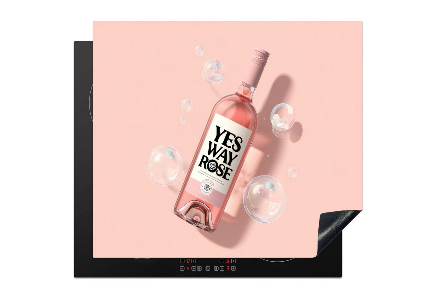 MuchoWow Herd-Abdeckplatte Blasen - Rosé - Rosa, Vinyl, (1 tlg), Ceranfeldabdeckung Küche, Herdabdeckplatte Einteilig, 60x52 cm von MuchoWow