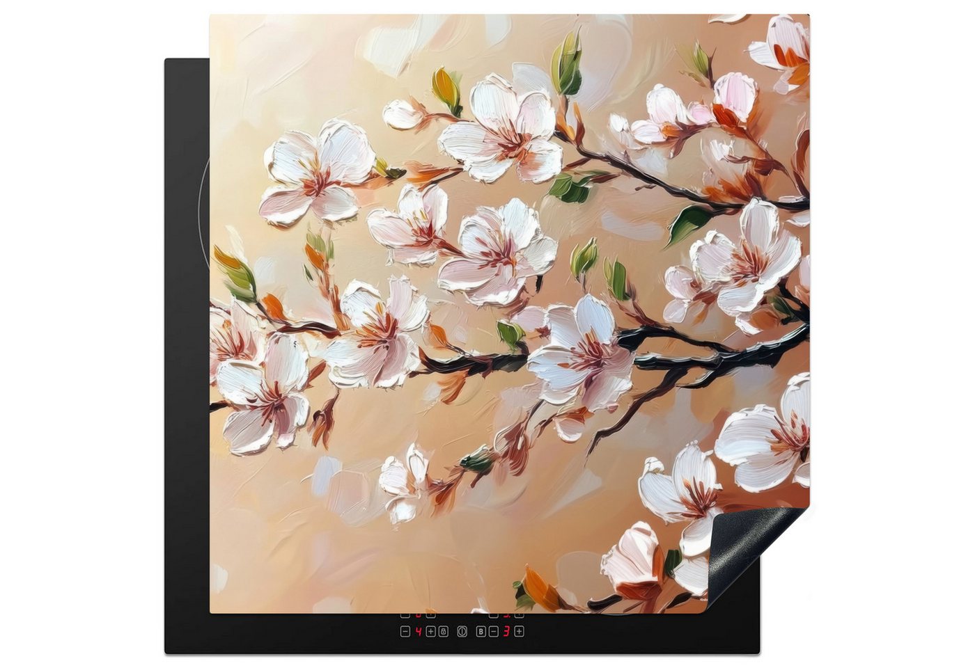 MuchoWow Herd-Abdeckplatte Blütenzweige - Malerisch - Rosa, Vinyl, (1 tlg), Herdabdeckplatten für Ceranfeld, Induktionsschutz, 65x55 cm von MuchoWow