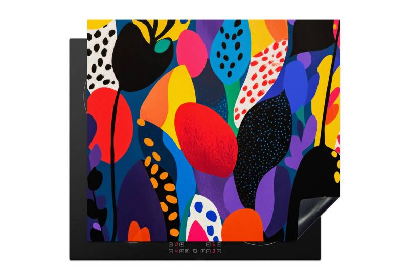 MuchoWow Herd-Abdeckplatte Blumen - Blätter - Abstrakt - Rot, Vinyl, (1 tlg), Cerankochfeld Abdeckung, Herd Abdeckplatten Vinyl, 58x51 cm von MuchoWow