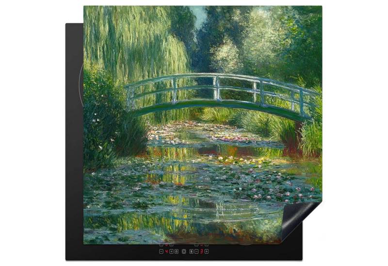 MuchoWow Herd-Abdeckplatte Brücke - Holz - Teich - Seerosen, Vinyl, (1 tlg), Küche Herdabdeckung Ceranfeld Induktionsfeld Vinyl, 60x60 cm von MuchoWow