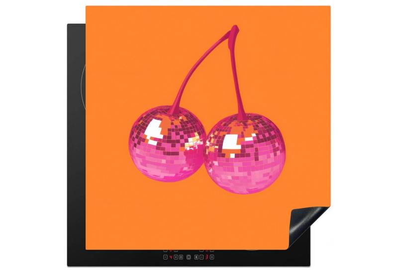 MuchoWow Herd-Abdeckplatte Discokugeln - Kirsche - Spiegel - Rosa, Vinyl, (1 tlg), Ceranfeldabdeckung Küche, Herdabdeckplatte Einteilig, 59x51 cm von MuchoWow