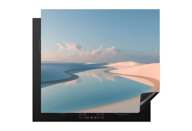 MuchoWow Herd-Abdeckplatte Dünen - Teich - Unendliche Stille, Vinyl, (1 tlg), Küche Herdabdeckplatte Ceranfeld Vinyl Einteilig, 59x52 cm von MuchoWow