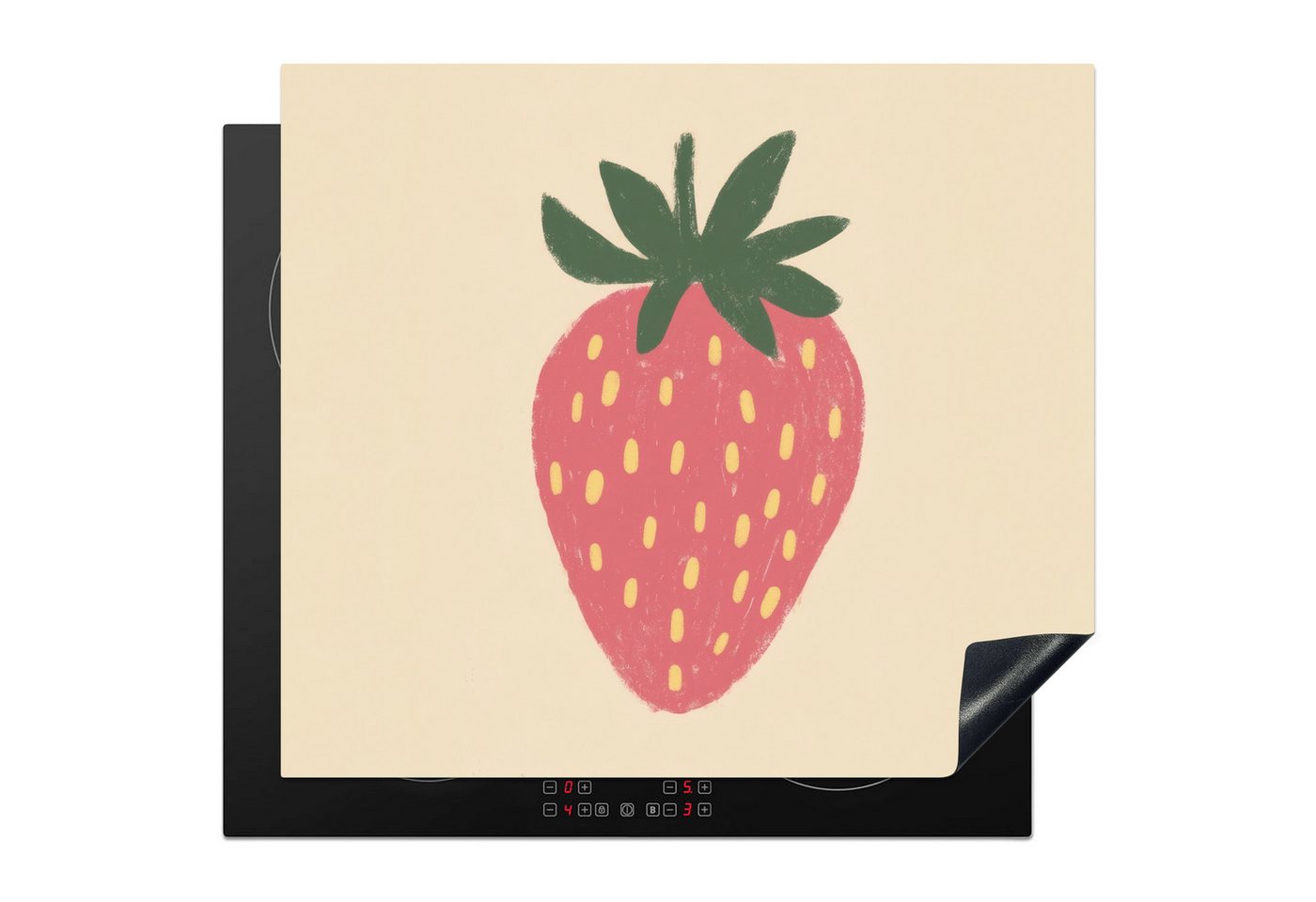 MuchoWow Herd-Abdeckplatte Erdbeere - Minimalistisch - Rot - Obst, Vinyl, (1 tlg), Cerankochfeld Abdeckung, Herd Abdeckplatten Vinyl, 58x51 cm von MuchoWow