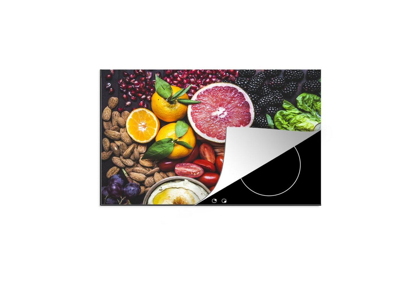 MuchoWow Herd-Abdeckplatte Gemüse - Obst - Farben, Vinyl, (1 tlg), Induktionsabdeckung Vinyl, Küchenzubehör, 77x51 cm von MuchoWow