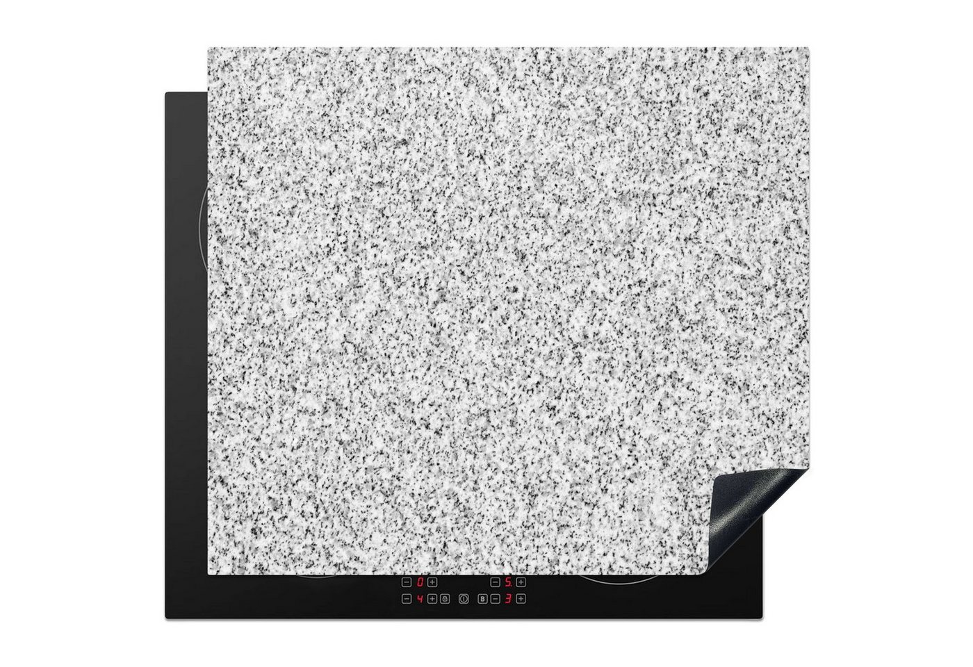 MuchoWow Herd-Abdeckplatte Granit - Schwarz - Weiß - Gemustert - Grau, Vinyl, (1 tlg), Ceranfeldabdeckung Küche, Herdabdeckplatte Einteilig, 59x51 cm von MuchoWow