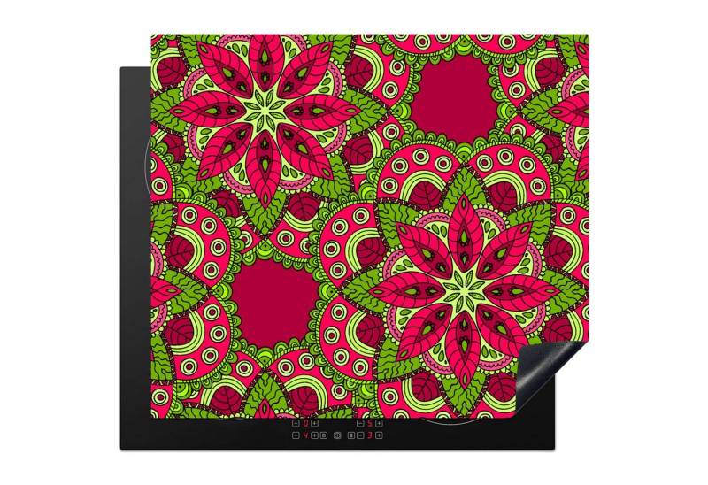 MuchoWow Herd-Abdeckplatte Hippie - Mandala - Blumen - Entwurf, Vinyl, (1 tlg), Küche Herdabdeckplatte Ceranfeld Vinyl Einteilig, 59x52 cm von MuchoWow