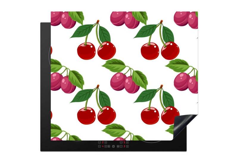 MuchoWow Herd-Abdeckplatte Kirschen - Muster - Obst, Vinyl, (1 tlg), Cerankochfeld Abdeckung, Herd Abdeckplatten Vinyl, 58x51 cm von MuchoWow