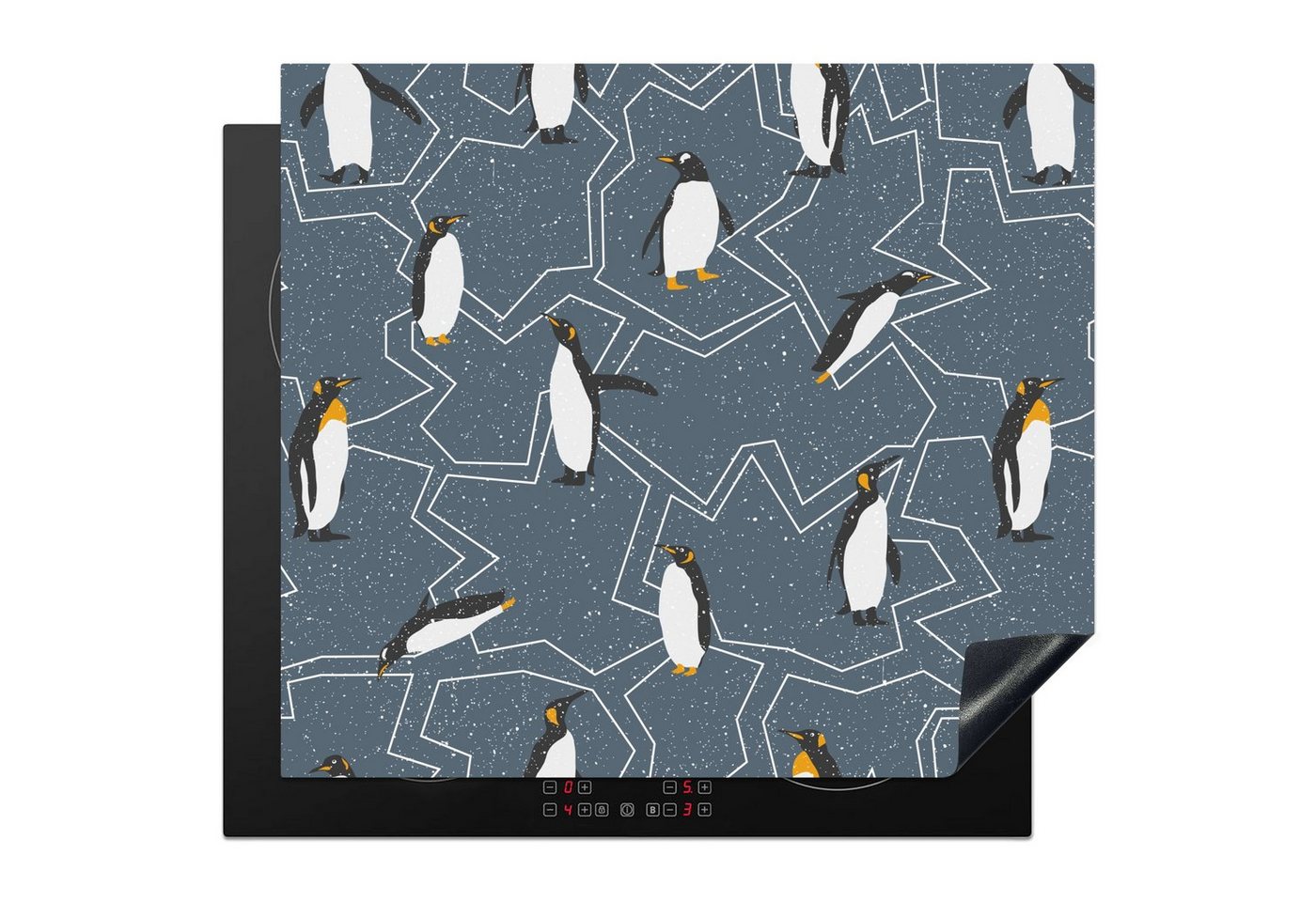 MuchoWow Herd-Abdeckplatte Muster - Winter - Pinguin, Vinyl, (1 tlg), Cerankochfeld Abdeckung, Herd Abdeckplatten Vinyl, 58x51 cm von MuchoWow