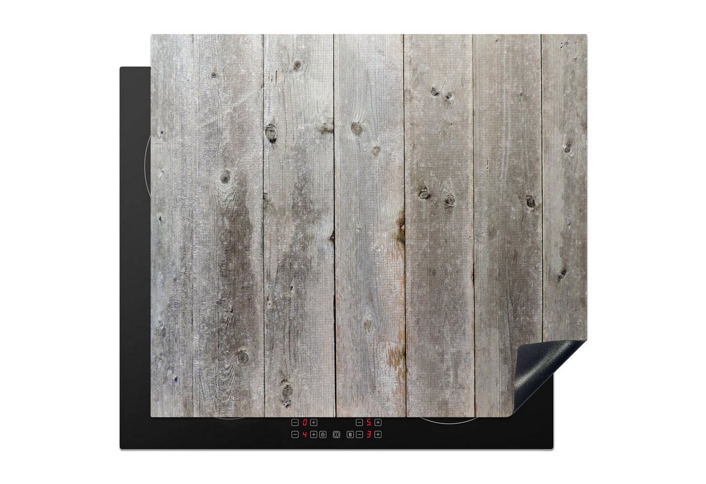 MuchoWow Herd-Abdeckplatte Regale - Grau - Holz, Vinyl, (1 tlg), Cerankochfeld Abdeckung, Herd Abdeckplatten Vinyl, 58x51 cm von MuchoWow