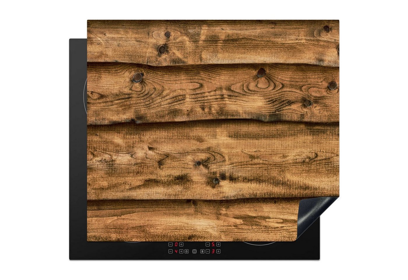 MuchoWow Herd-Abdeckplatte Regale - Rustikal - Holz, Vinyl, (1 tlg), Abdeckung Induktionskochfeld Schutzmatte, Küche Deko, 65x52 cm von MuchoWow