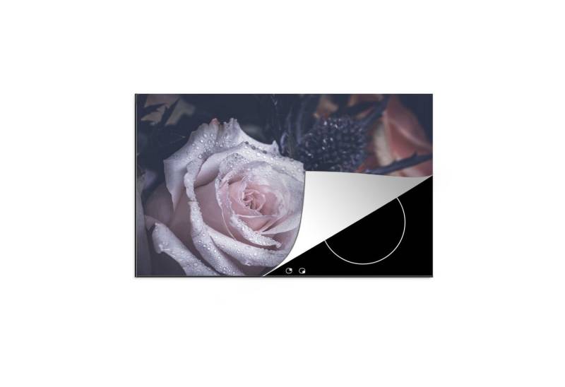 MuchoWow Herd-Abdeckplatte Rose - Wasser - Weiß, Vinyl, (1 tlg), Cerankochfeld Abdeckung, Herd Abdeckplatten Vinyl, 76x51 cm von MuchoWow