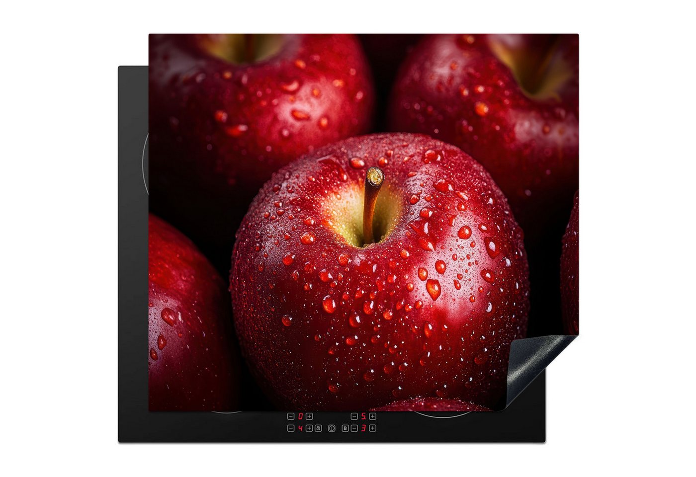 MuchoWow Herd-Abdeckplatte Rot - Äpfel - Obst, Vinyl, (1 tlg), Küche Herdabdeckplatte Ceranfeld Vinyl Einteilig, 59x52 cm von MuchoWow