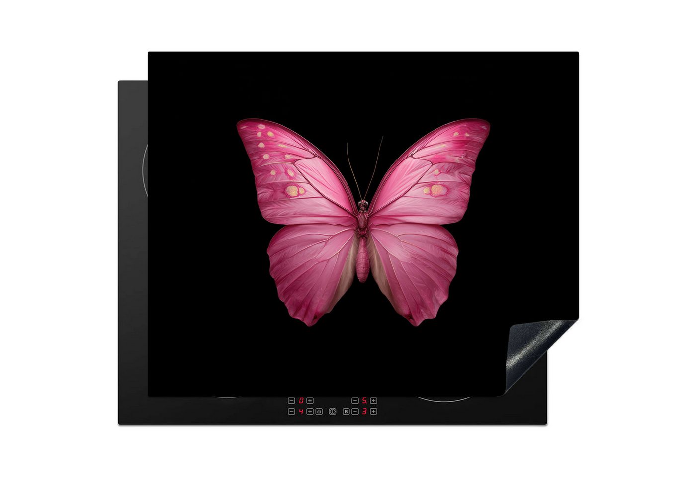 MuchoWow Herd-Abdeckplatte Schmetterling - Rosa - Elegant, Vinyl, (1 tlg), Abdeckung Induktionskochfeld Schutzmatte, Küche Deko, 65x52 cm von MuchoWow