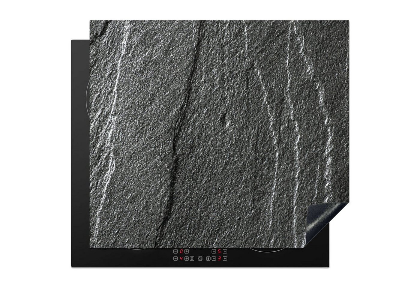 MuchoWow Herd-Abdeckplatte Stein - Anthrazit - Grau - Steinstruktur, Vinyl, (1 tlg), Ceranfeldabdeckung Küche, Herdabdeckplatte Einteilig, 59x51 cm von MuchoWow