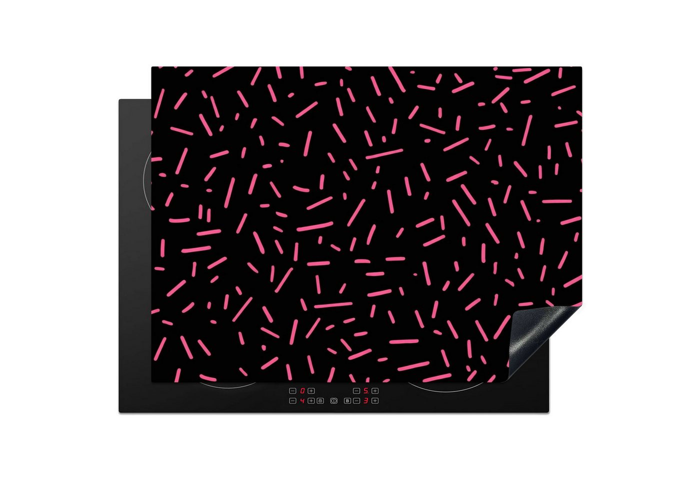 MuchoWow Herd-Abdeckplatte Streifen - Rosa - Abstrakt, Vinyl, (1 tlg), Küche Herdabdeckung Ceranfeld Induktionsfeld Vinyl, 65x50 cm von MuchoWow