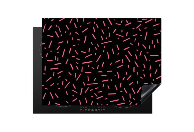 MuchoWow Herd-Abdeckplatte Streifen - Rosa - Abstrakt, Vinyl, (1 tlg), Küche Herdabdeckung Ceranfeld Induktionsfeld Vinyl, 65x50 cm von MuchoWow