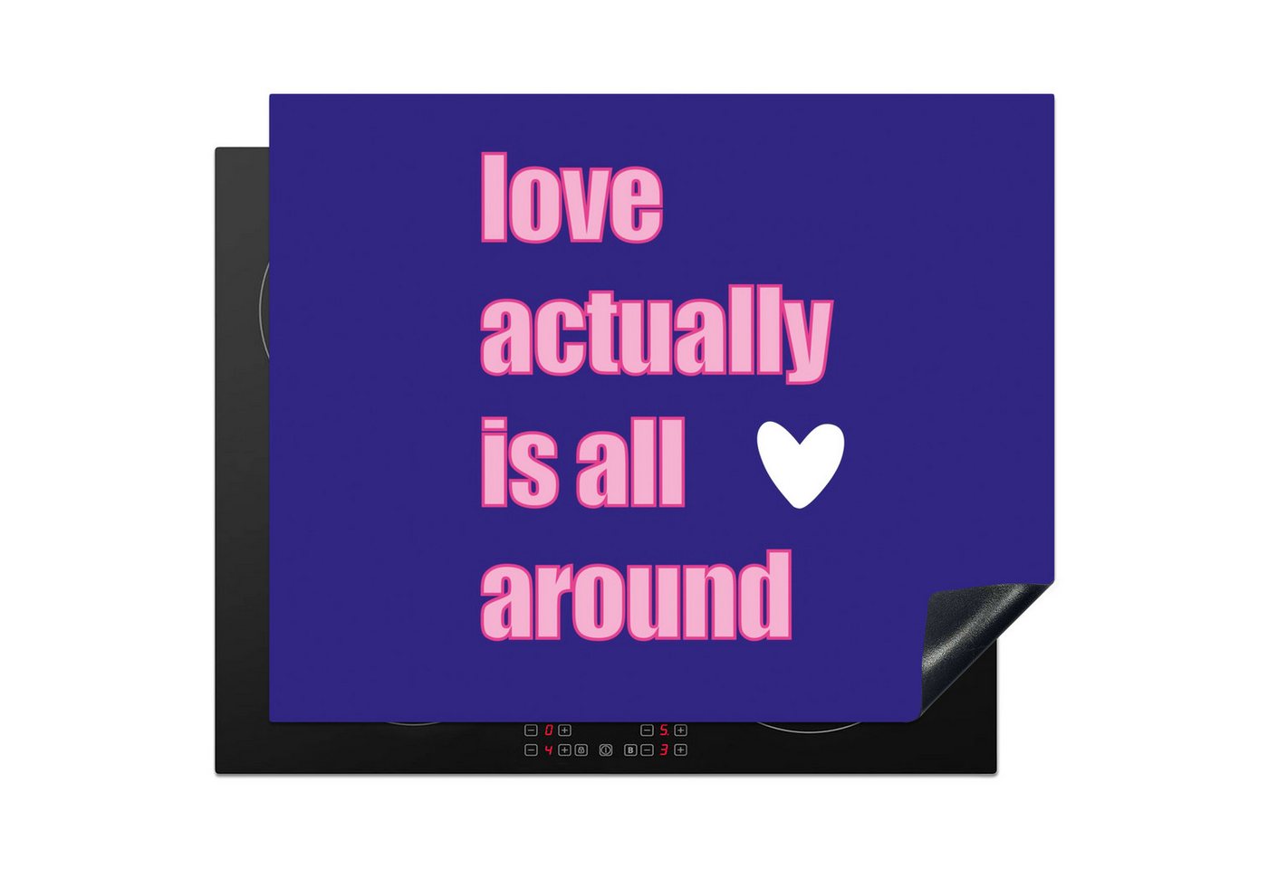 MuchoWow Herd-Abdeckplatte Text - Valentinstag - Liebe - Blau, Vinyl, (1 tlg), Abdeckung Induktionskochfeld Schutzmatte, Küche Deko, 65x52 cm von MuchoWow