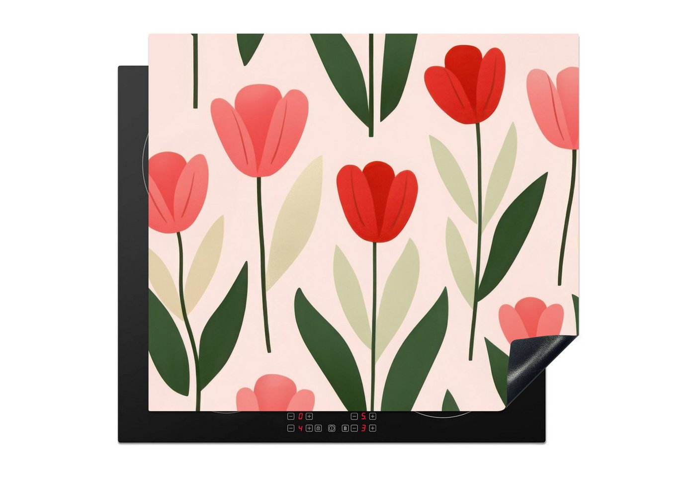 MuchoWow Herd-Abdeckplatte Tulpen - Modern - Rosa, Vinyl, (1 tlg), Cerankochfeld Abdeckung, Herd Abdeckplatten Vinyl, 58x51 cm von MuchoWow