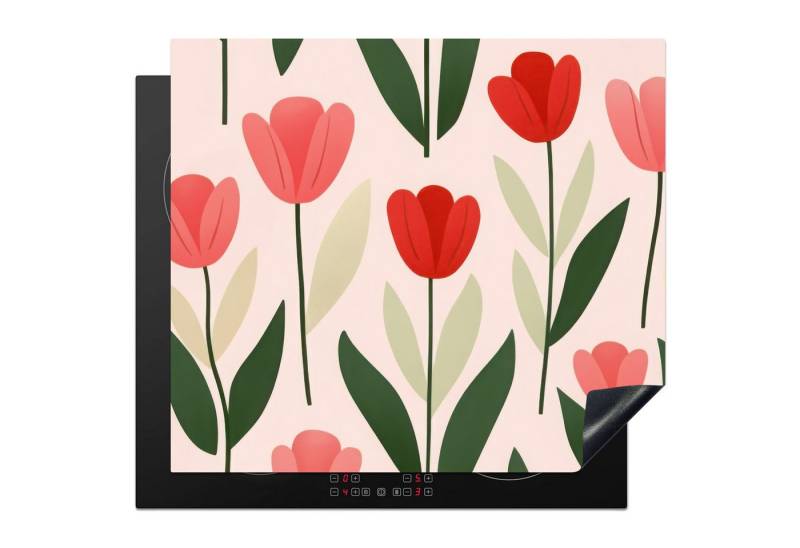 MuchoWow Herd-Abdeckplatte Tulpen - Modern - Rosa, Vinyl, (1 tlg), Cerankochfeld Abdeckung, Herd Abdeckplatten Vinyl, 58x51 cm von MuchoWow