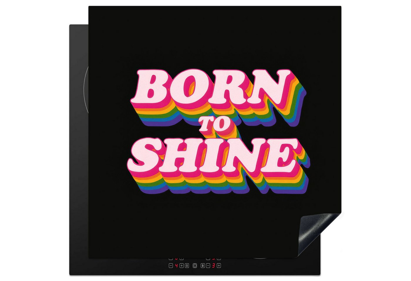 MuchoWow Herd-Abdeckplatte Zitat - Regenbogen - Rosa - Schwarz, Vinyl, (1 tlg), Küche Herdabdeckung Ceranfeld Induktionsfeld Vinyl, 60x60 cm von MuchoWow