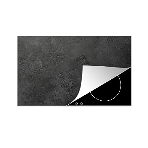 MuchoWow Herdabdeckplatte Ceranfeld Spritzschutz Küche Beton - Strukturiert - Industriell - Schwarz - Grau 81.2x52 cm Induktionsherd Abdeckung Induktionskochfeld Ceranfeldabdeckung von MuchoWow