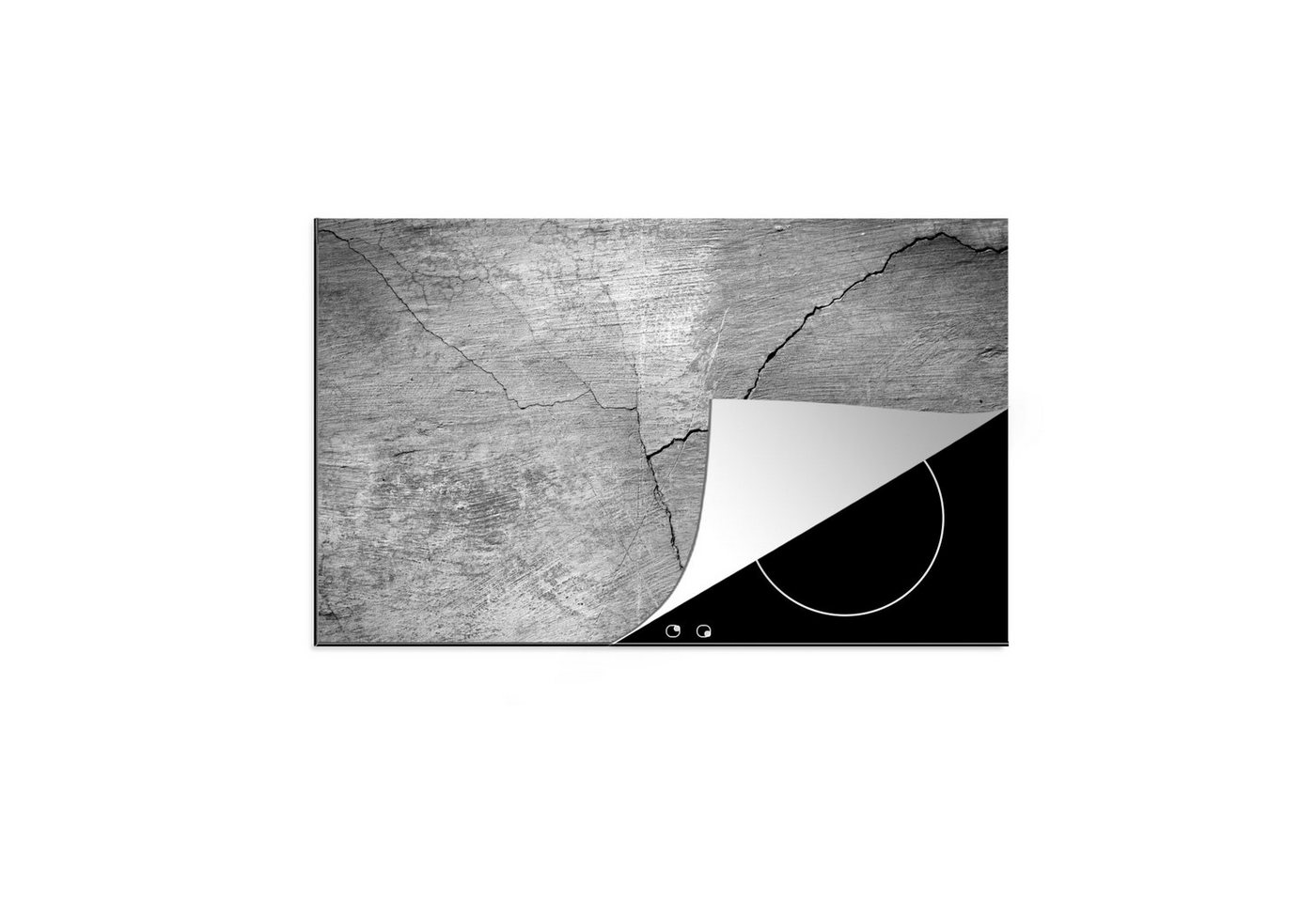 MuchoWow Herdblende-/Abdeckplatte Beton - Industriell - Grau - Weiß - Vintage, Vinyl, (1 tlg), Induktionsschutz - Herdabdeckung Matte von Vinyl, das perfekte, rollbare Material für jedes Kochfeld - vergrößert die Arbeitsfläche - Küchen Dekoration - Induktionsherd Abdeckung Induktionskochfeld von MuchoWow