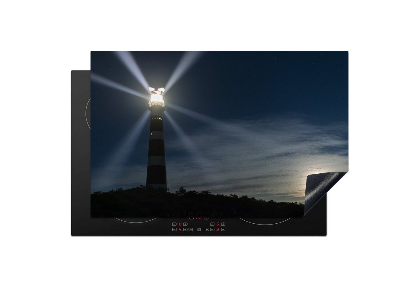 MuchoWow Herdblende-/Abdeckplatte Leuchtturm auf Ameland in der Abenddämmerung, Vinyl, (1 tlg), 81x52 cm, Induktionskochfeld Schutz für die küche, Ceranfeldabdeckung von MuchoWow