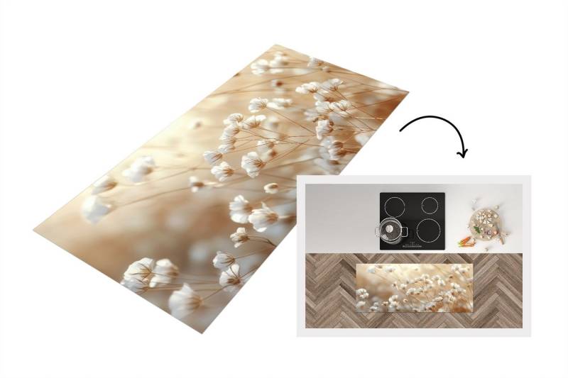 MuchoWow Küchenläufer Wild - Blumen - Weiß, Rechteckig, Küchenteppich, Läufer für Küche, Rutschfest, Küchendeko, 120x50 cm MuchoWow Küchenläufer Wild - Blumen - Weiß, Rechteckig, Küchenteppich, Läufer für Küche, Rutschfest, Küchendeko, 120x50 cm von MuchoWow